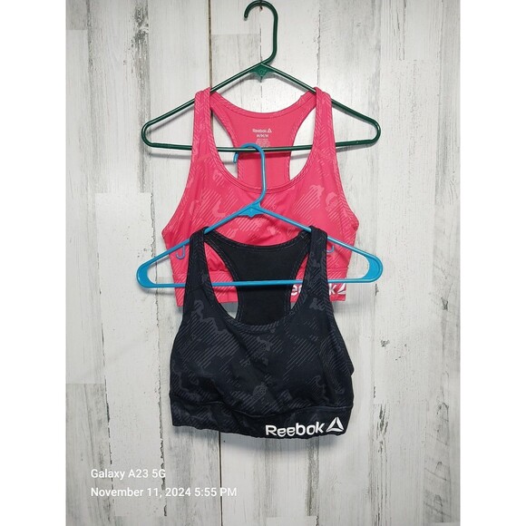 Reebok Sports Bra Size Medium Lot Of 2 Red Black - Picture 1 of 8